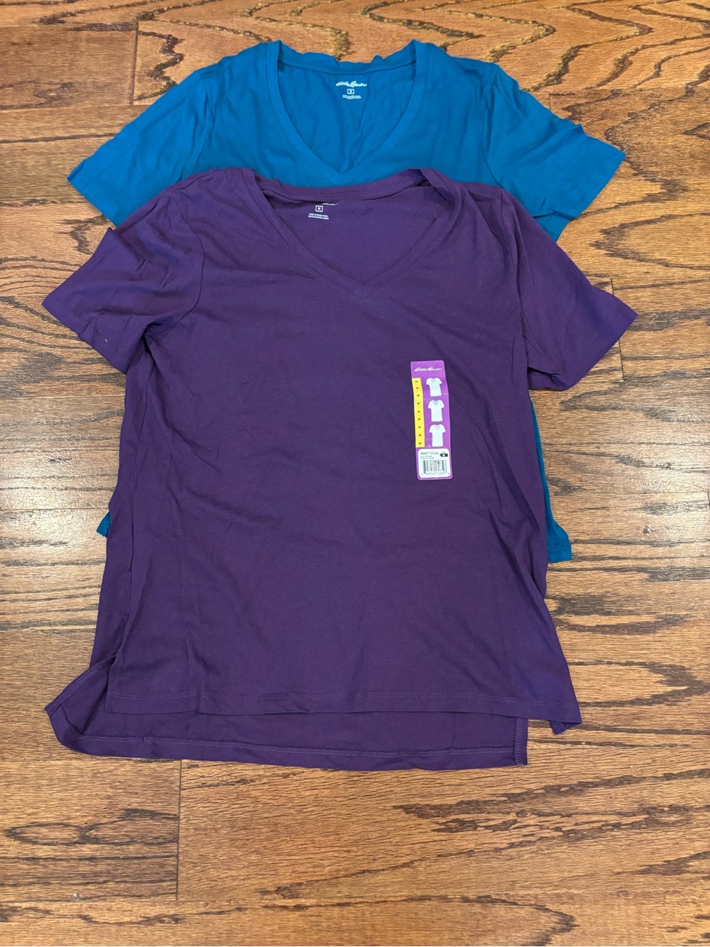 Eddie Bauer Purple and Peacock V-Neck Tees